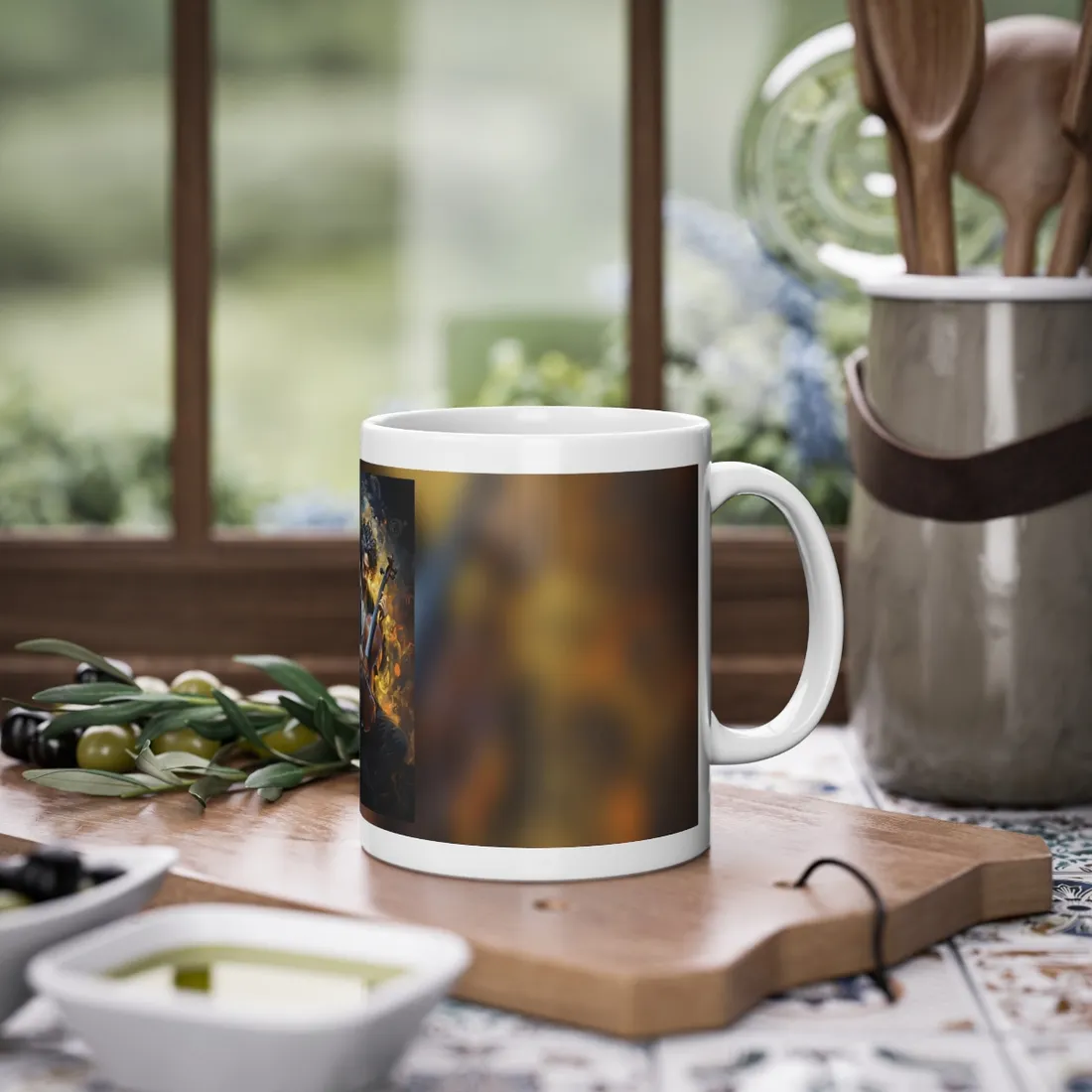 Enigmatic Musician Portrait: Mysterious Maestro - Mug