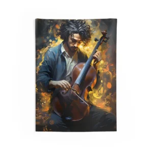 Man Playing Cello Wall Tapestry