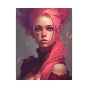 Pink Hair Woman with Freckles Canvas Print