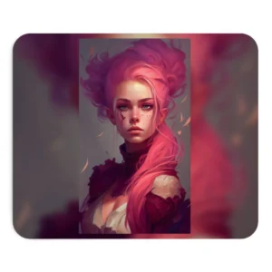 Pink Hair Woman with Freckles Mouse Pad