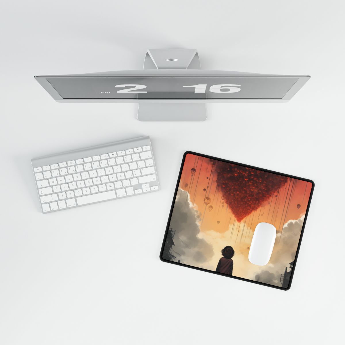 Enigmatic Profile: Solo Figure Silhouette Artwork - Desk Mat