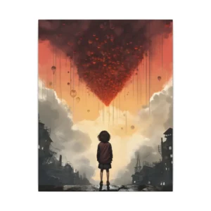 Child Facing a Red Heart Canvas Print