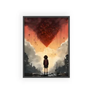 Child Facing a Red Heart Framed Poster
