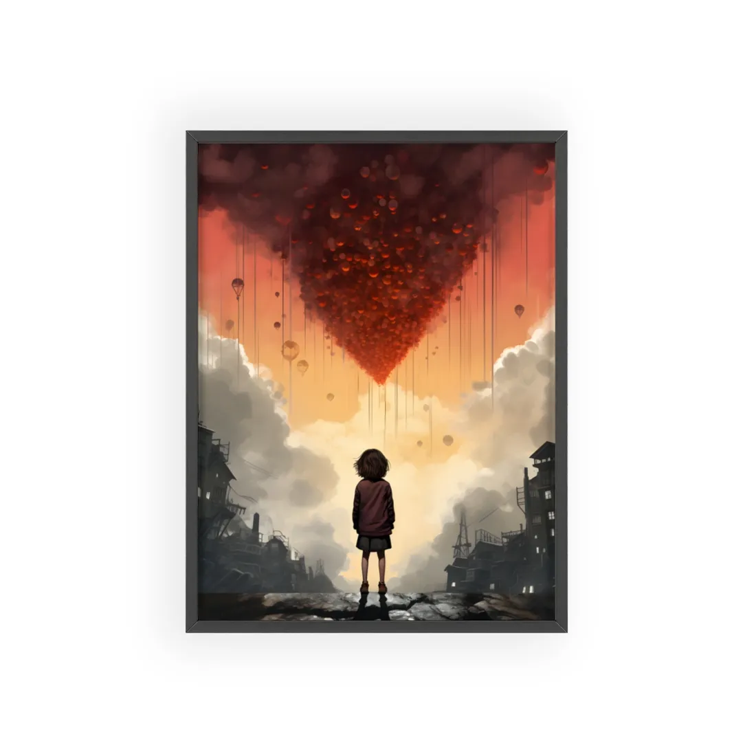 Enigmatic Profile: Solo Figure Silhouette - Framed Poster