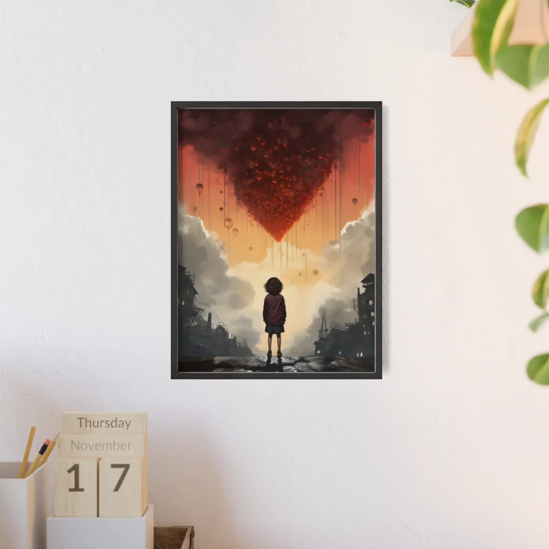 Enigmatic Profile: Solo Figure Silhouette - Framed Poster