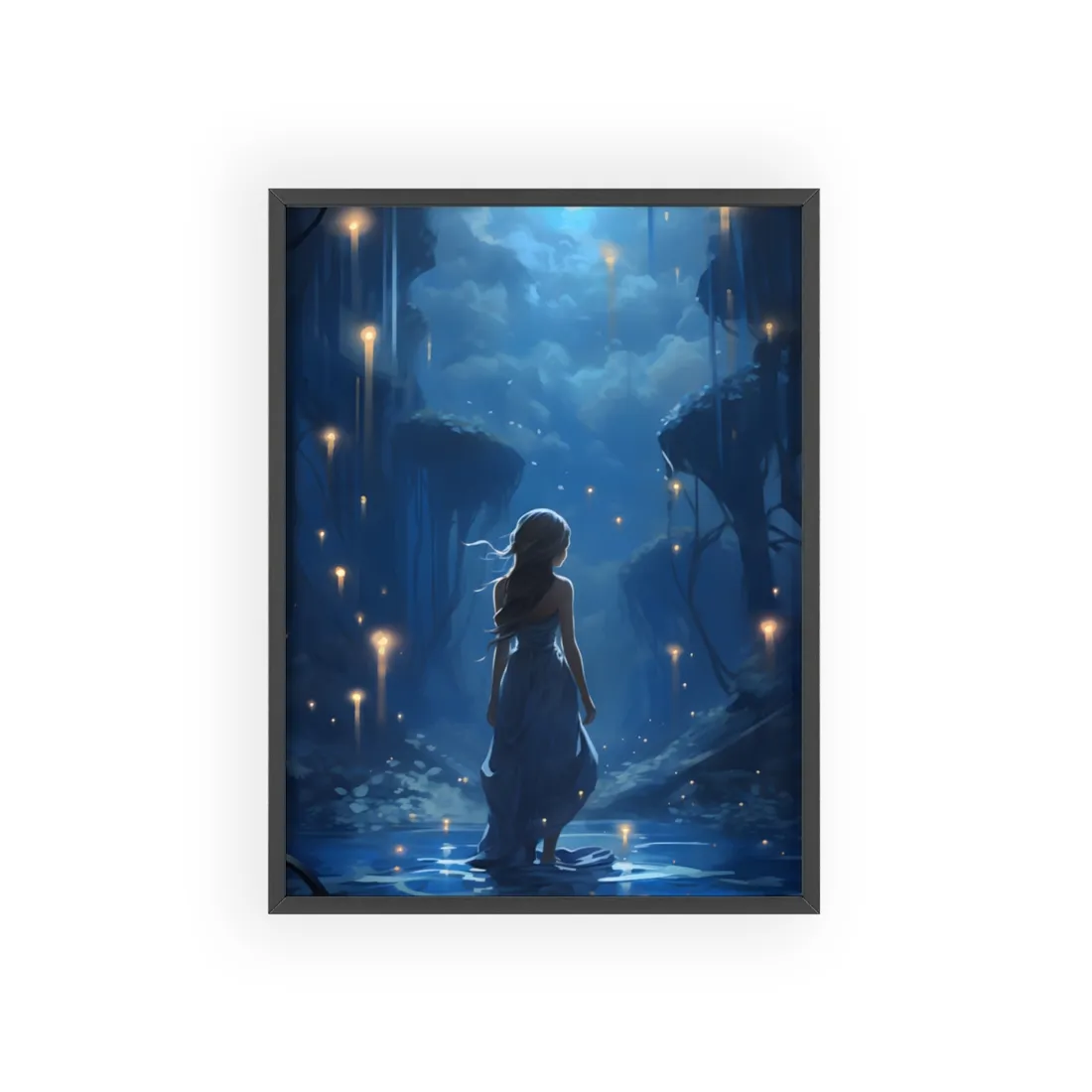 Enigmatic Sign: A Mysterious Figure in Front of a Building - Framed Poster