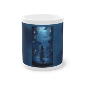 Woman in Moonlit Forest Pool Mug