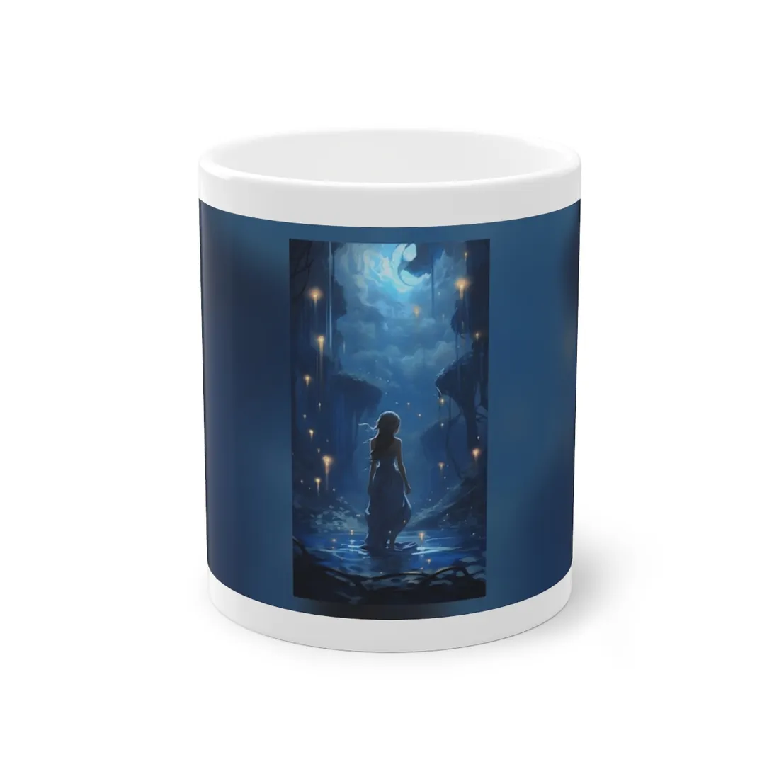 Enigmatic Sign: A Mysterious Figure in Front of a Building - Mug