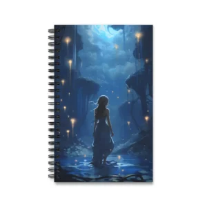 Woman in Moonlit Forest Pool Spiral Notebook