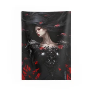 Dark Armor and Red Birds Wall Tapestry