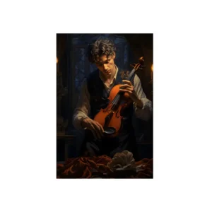 Violinist Tuning a Violin Metal Poster