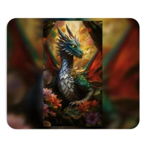 Green Dragon Among Flowers Mouse Pad