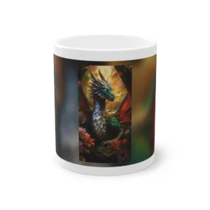 Green Dragon Among Flowers Mug