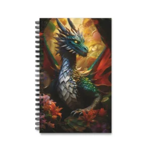 Green Dragon Among Flowers Spiral Notebook