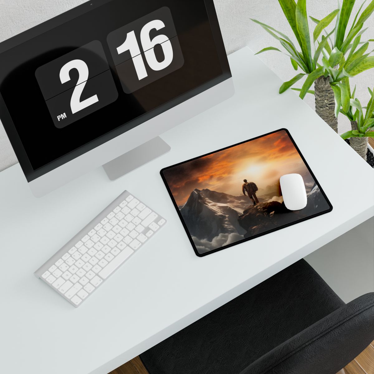 Epic Mountain Sunrise: Majestic Summit Artwork - Desk Mat