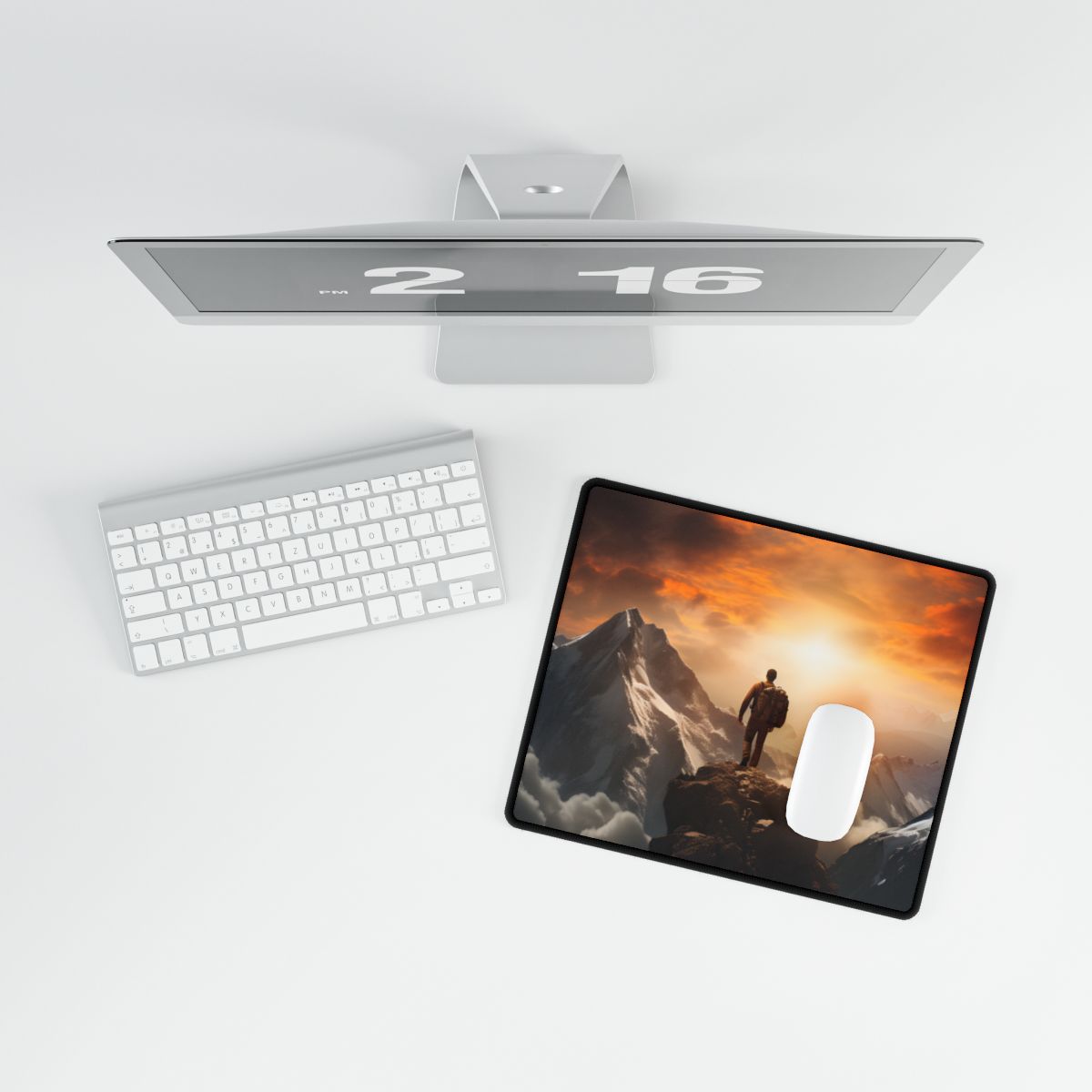 Epic Mountain Sunrise: Majestic Summit Artwork - Desk Mat