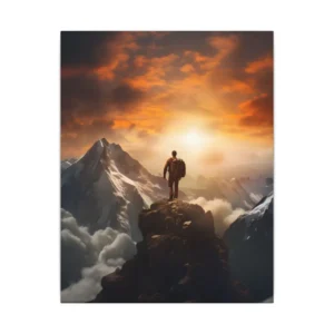 Hiker on Mountain Peak Canvas Print