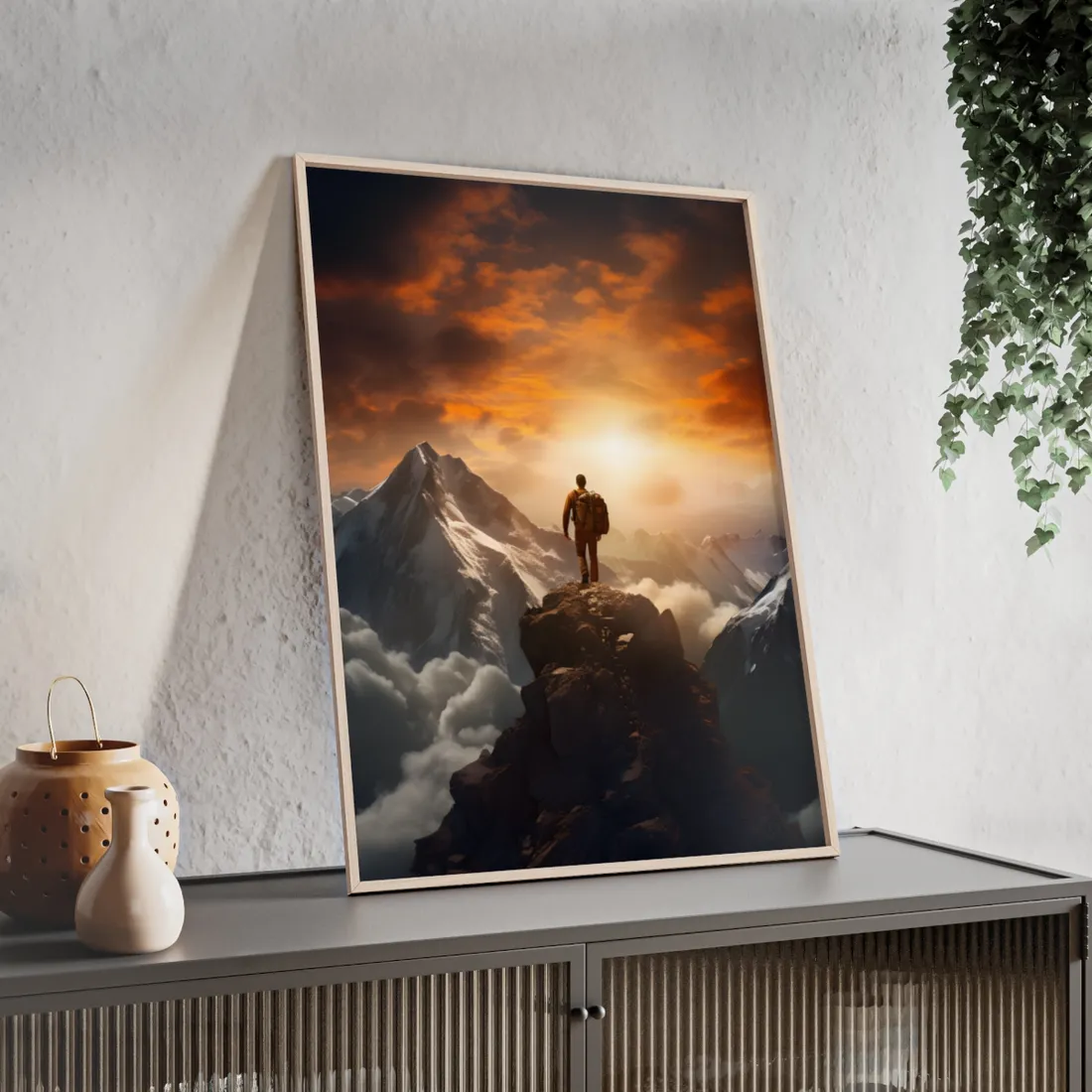 Epic Mountain Sunrise: Majestic Summit - Framed Poster