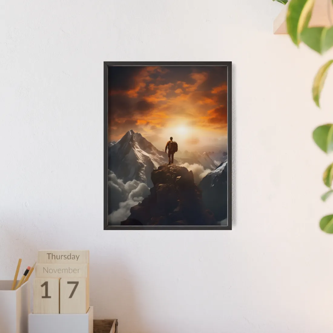 Epic Mountain Sunrise: Majestic Summit - Framed Poster