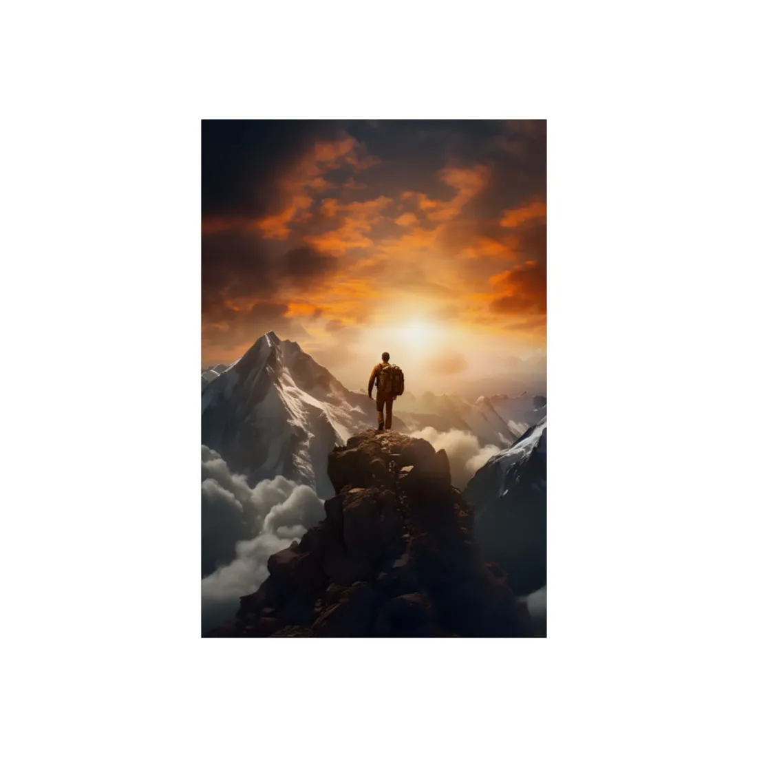 Epic Mountain Sunrise: Majestic Summit - Metal Poster