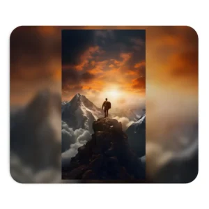 Hiker on Mountain Peak Mouse Pad