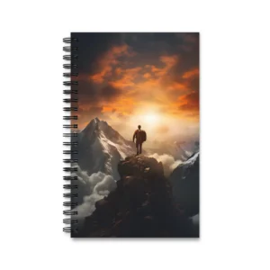Hiker on Mountain Peak Spiral Notebook