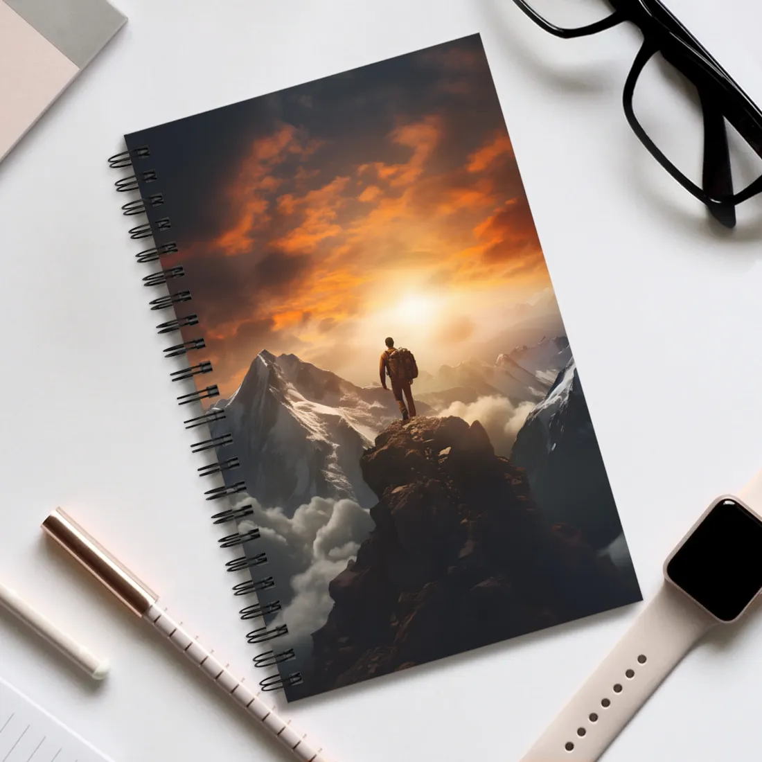 Epic Mountain Sunrise: Majestic Summit - Spiral Notebook