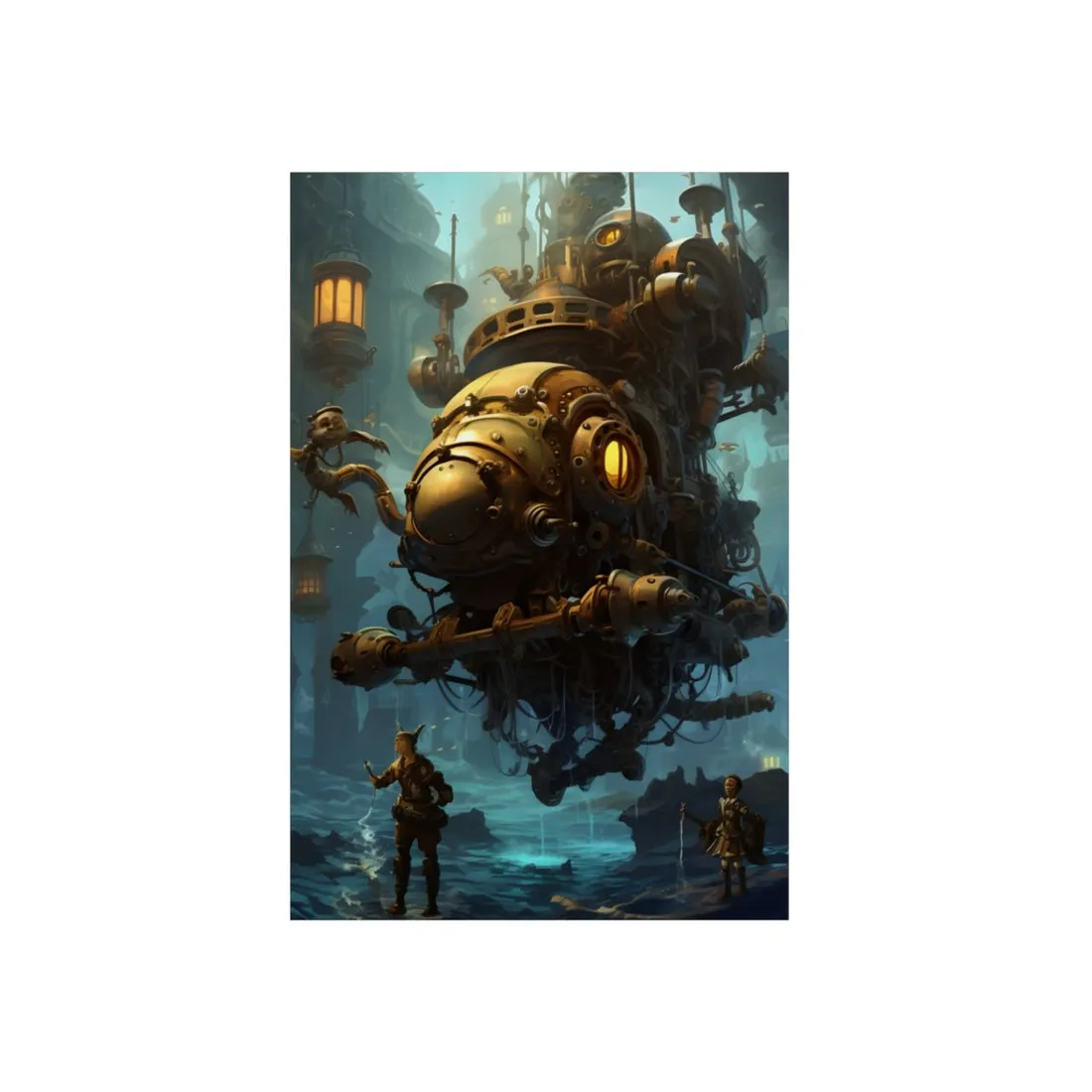 Epic Steampunk Oceanic Adventure: Crew Sets Sail - Metal Poster