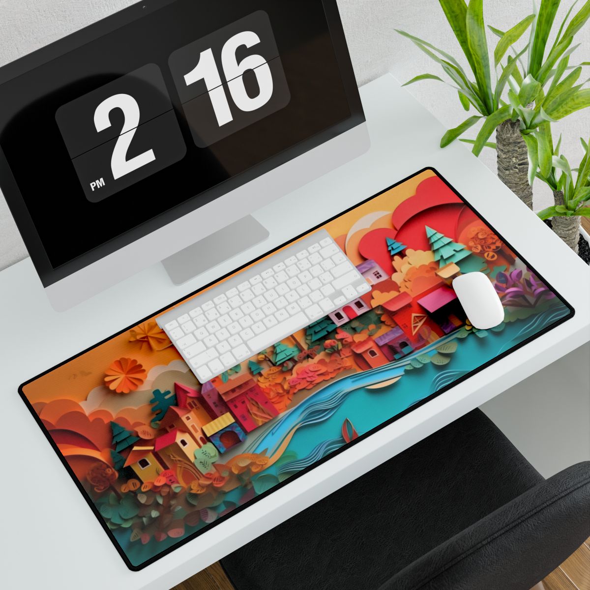 Epic Sunset Beach: Magical Paper Quilling Artwork - Desk Mat