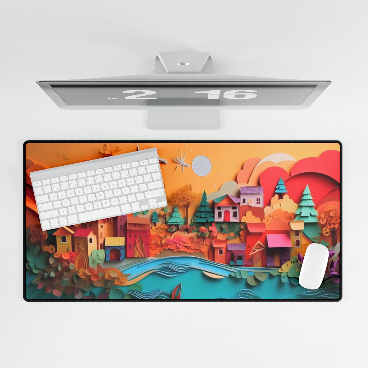 Epic Sunset Beach: Magical Paper Quilling Artwork - Desk Mat
