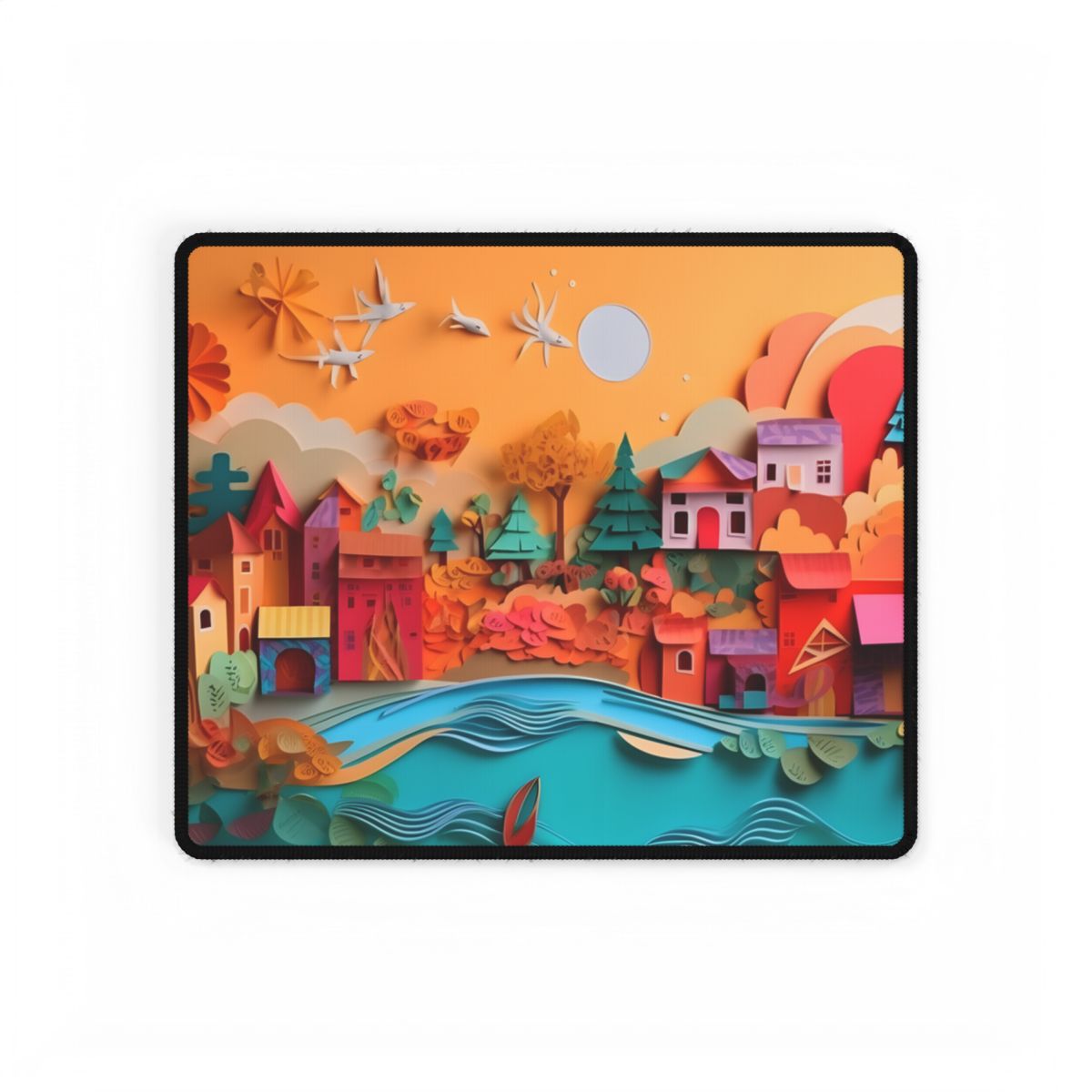 Epic Sunset Beach: Magical Paper Quilling Artwork - Desk Mat