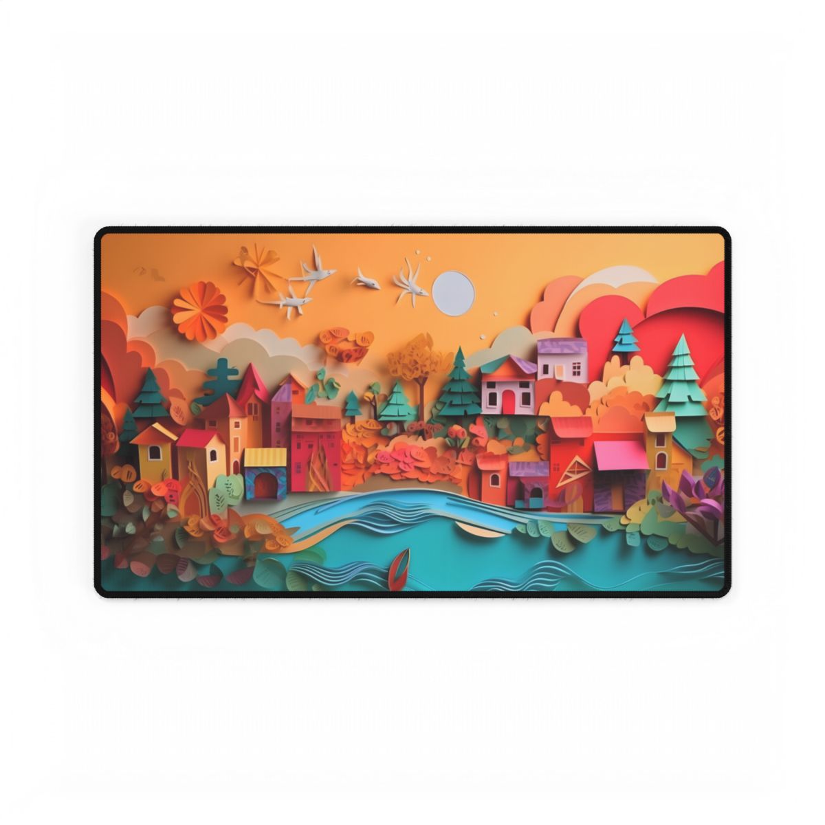 Epic Sunset Beach: Magical Paper Quilling Artwork - Desk Mat