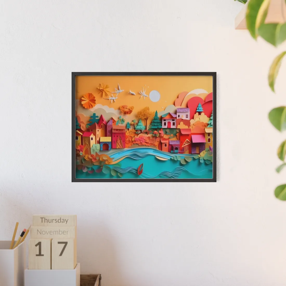 Epic Sunset Beach: Magical Paper Quilling - Framed Poster