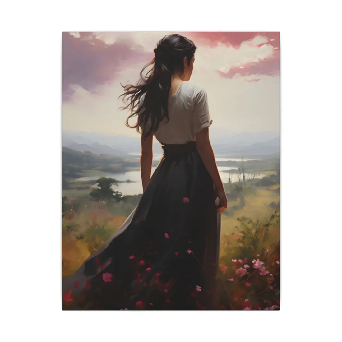 Ethereal Beauty: A Candid Portrait of a Dark-Skinned Woman - Canvas