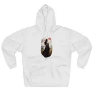 Woman Overlooking a Meadow Lake Hoodie