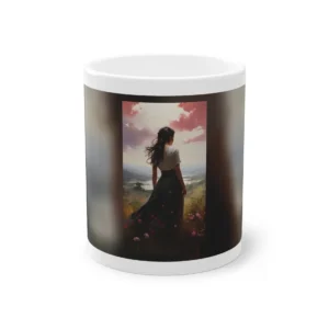 Woman Overlooking a Meadow Lake Mug