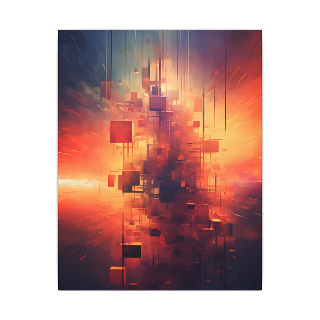Ethereal Cyber Dreamscape: Abstract Digital Art - Canvas