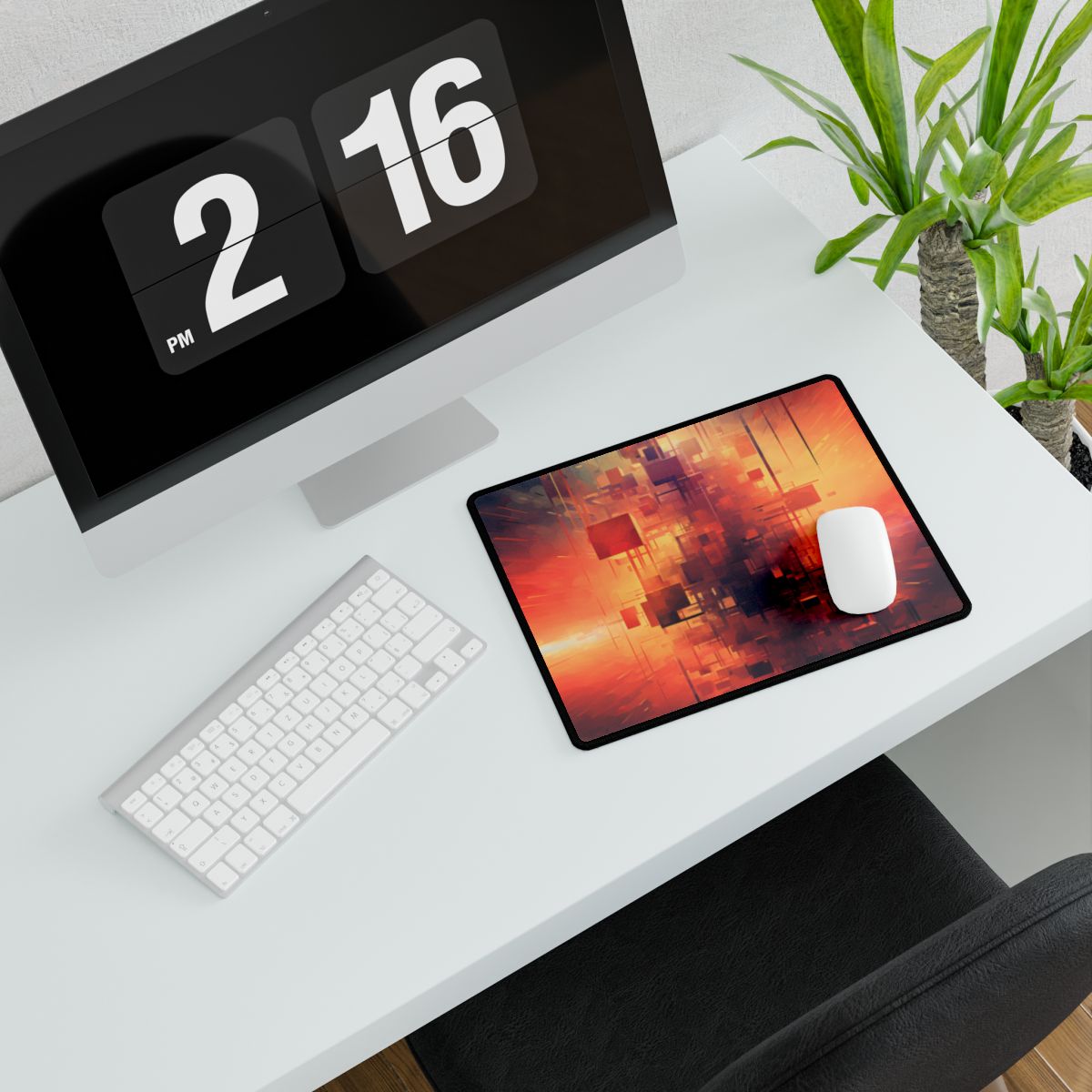 Ethereal Cyber Dreamscape: Abstract Digital Art - Desk Mat