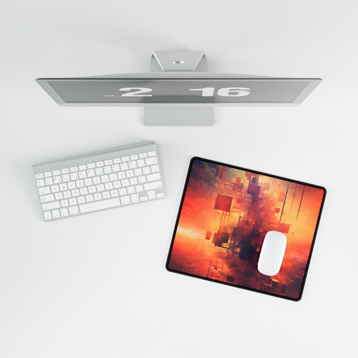 Ethereal Cyber Dreamscape: Abstract Digital Art - Desk Mat