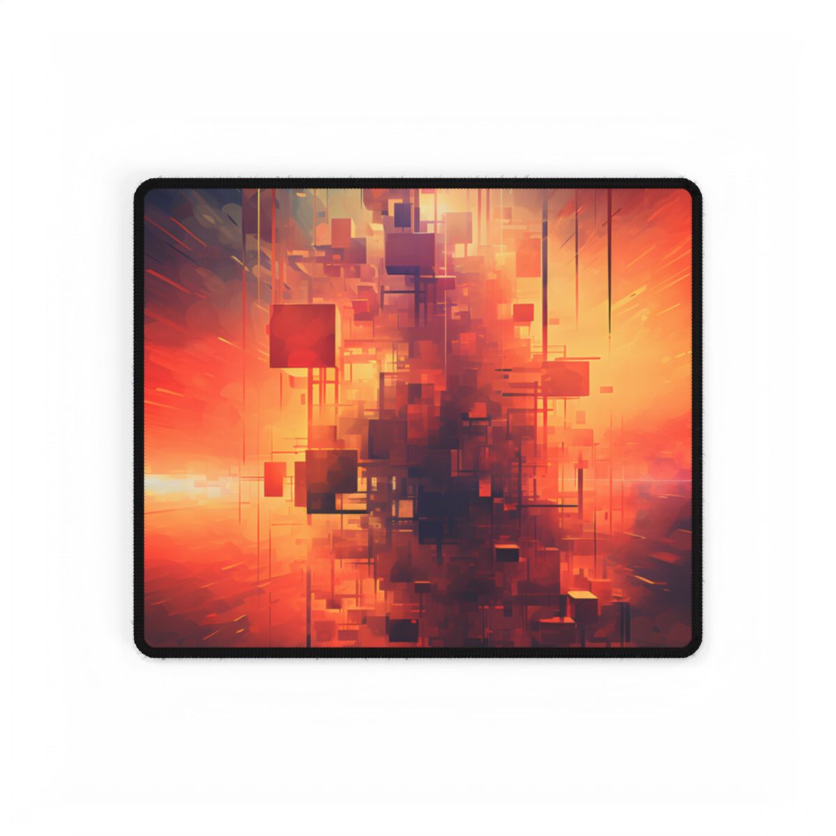 Ethereal Cyber Dreamscape: Abstract Digital Art - Desk Mat