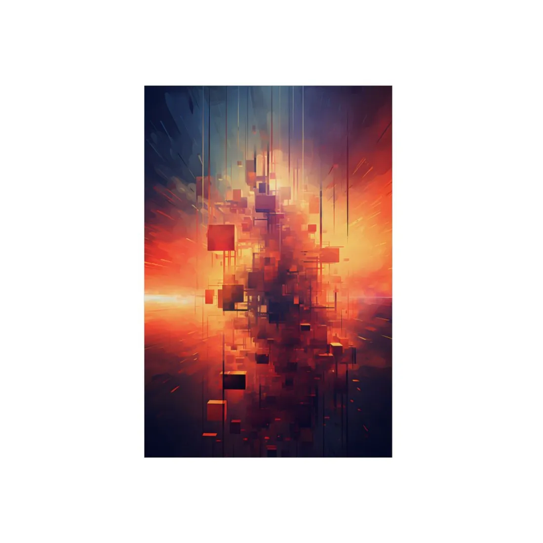 Ethereal Cyber Dreamscape: Abstract Digital Art - Metal Poster