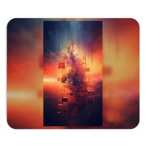 Abstract Floating Cubes at Sunset Mouse Pad