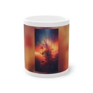 Abstract Floating Cubes at Sunset Mug