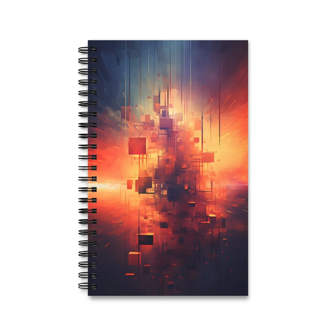 Ethereal Cyber Dreamscape: Abstract Digital Art - Spiral Notebook