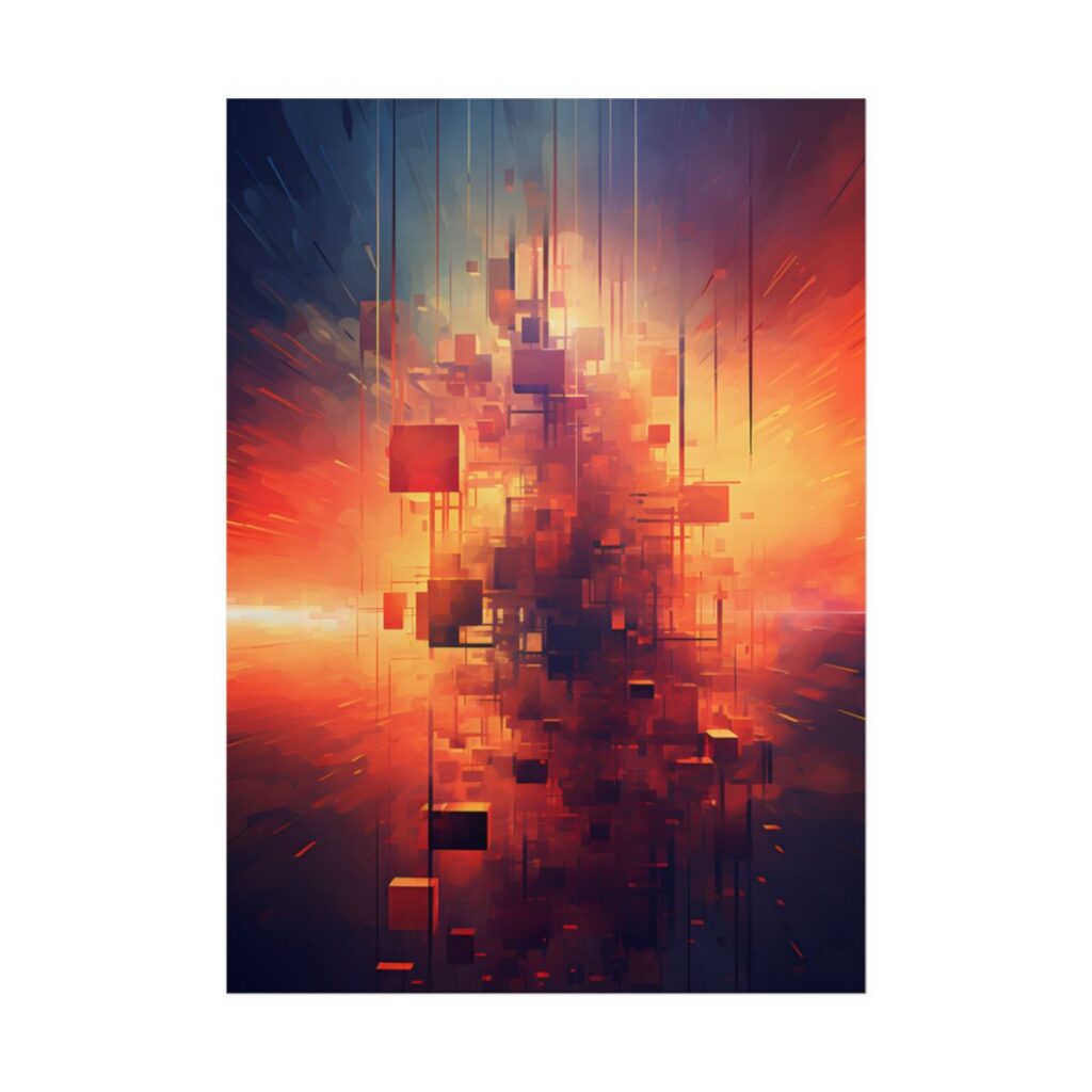 Ethereal Cyber Dreamscape: Abstract Digital Art - Poster