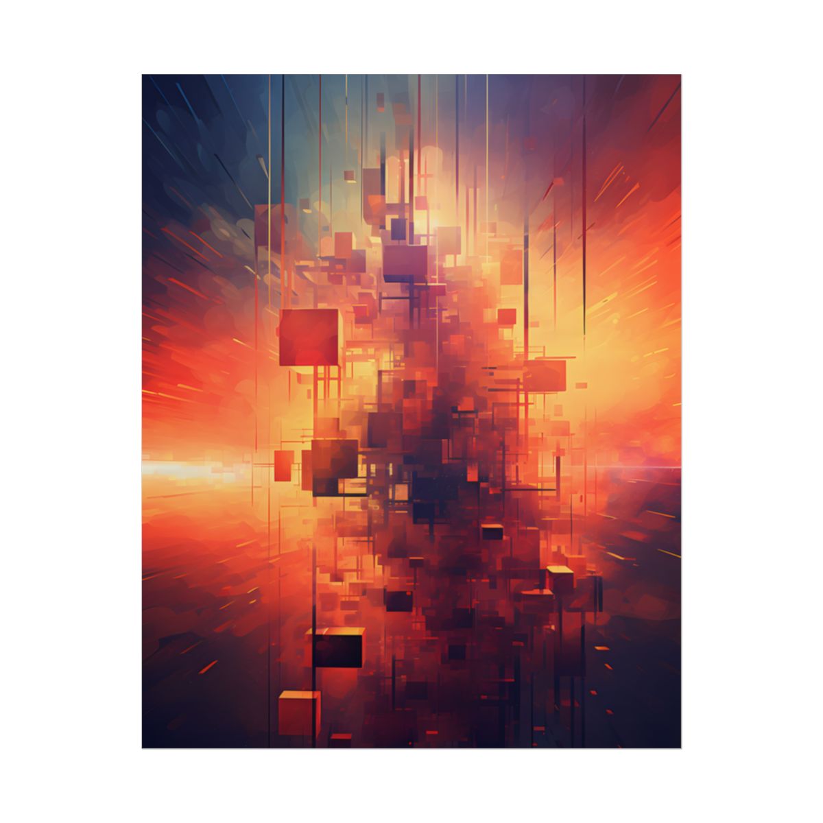 Ethereal Cyber Dreamscape: Abstract Digital Art - Poster