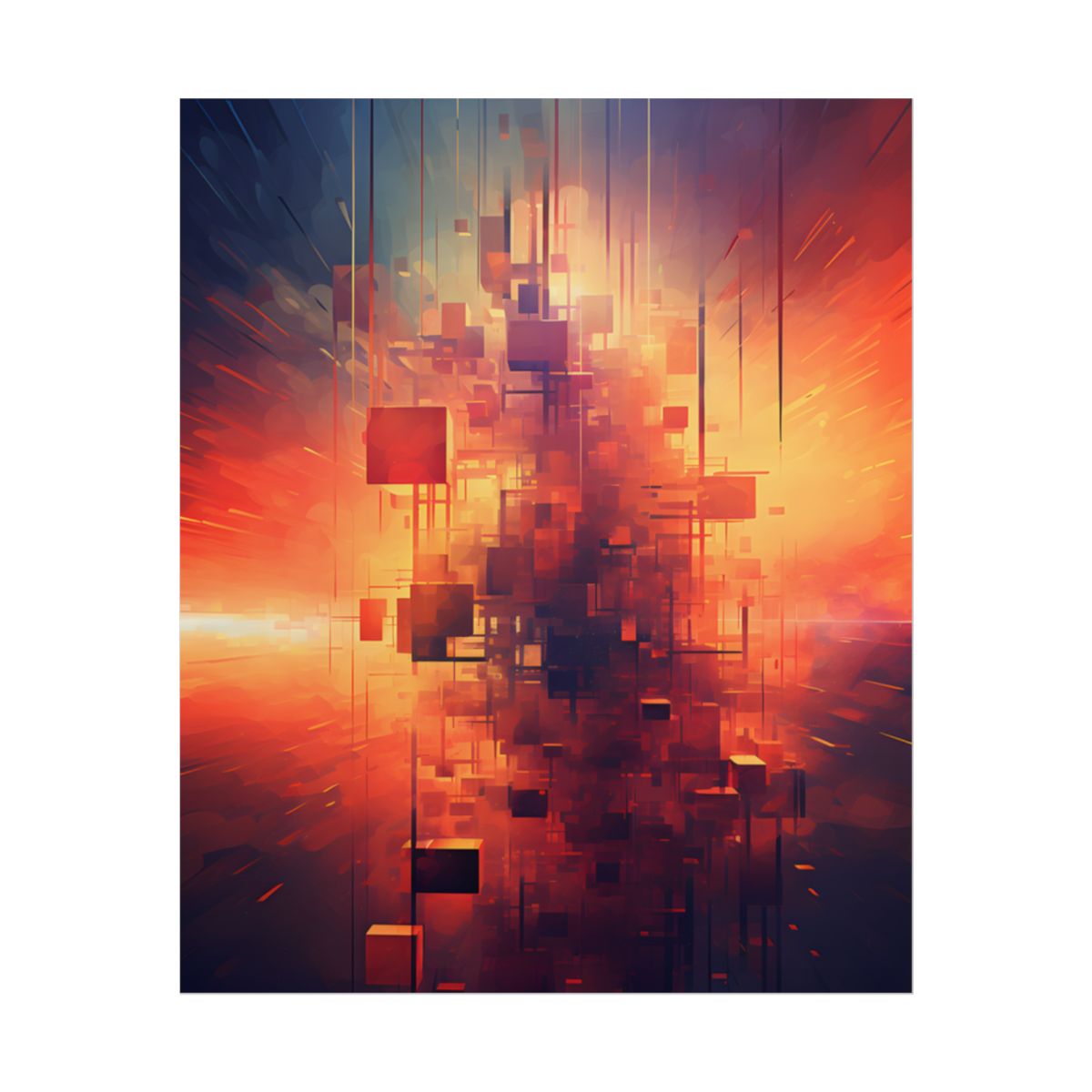 Ethereal Cyber Dreamscape: Abstract Digital Art - Poster