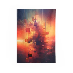 Abstract Floating Cubes at Sunset Wall Tapestry