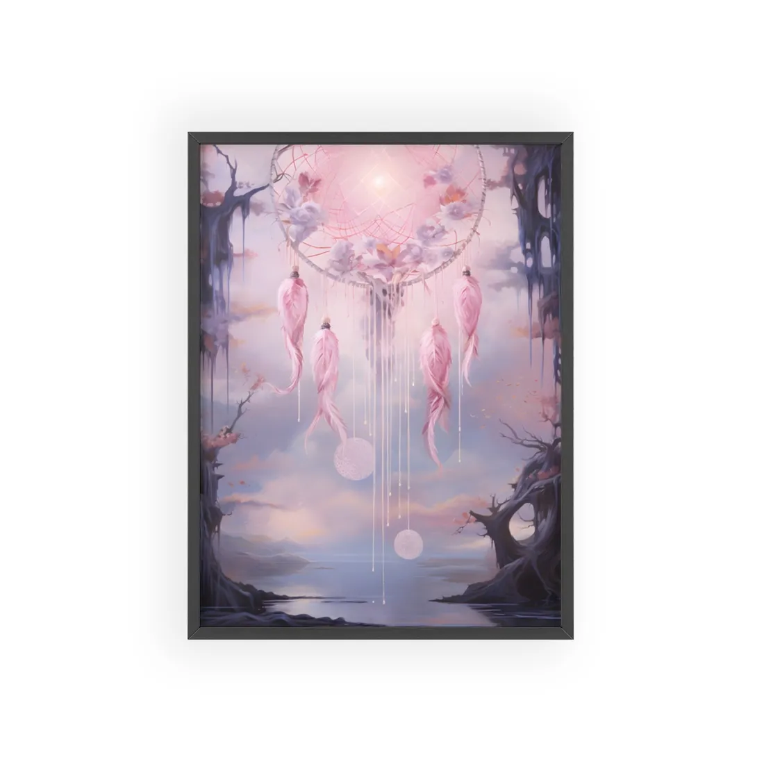 Ethereal Dreamcatcher Realm: Surreal Dreamscape Art - Framed Poster