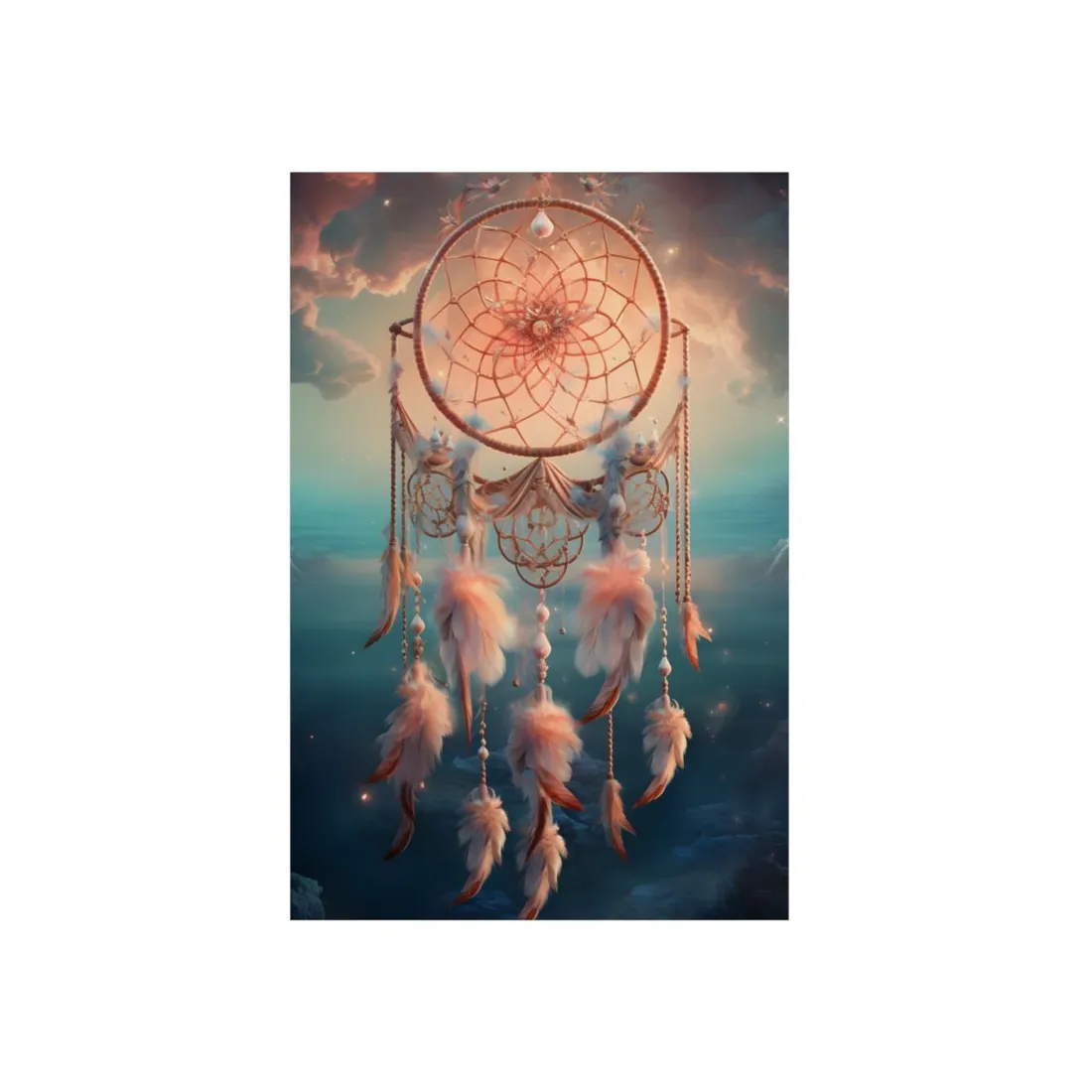 Ethereal Dreamcatcher Realm: Surreal Dreamscape Digital Art - Metal Poster